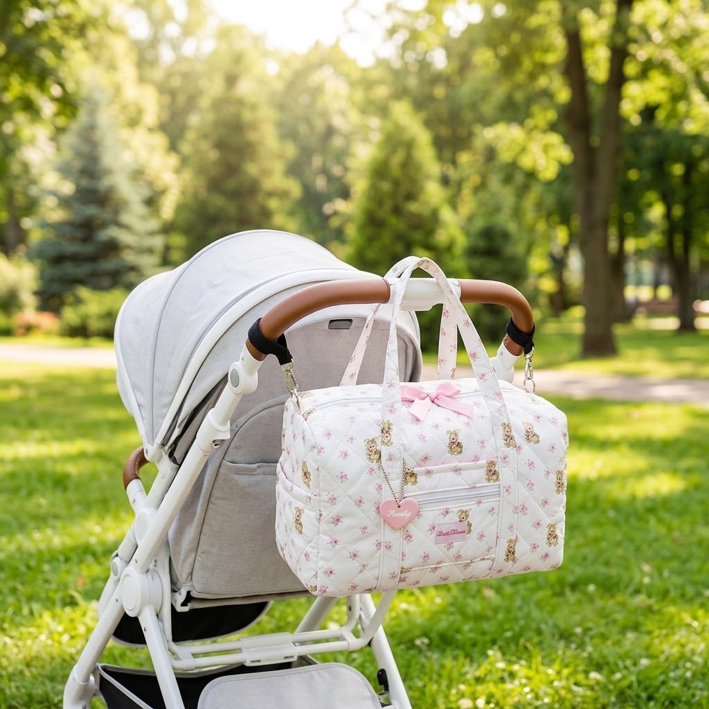 Grand sac fourre-tout matelassé pour maman de grande capacité avec — Monptitlou