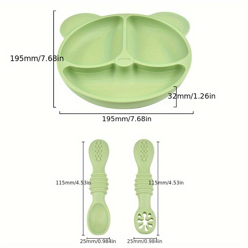 [Cadeau pour enfants] Assiette Divisée en Silicone (avec Ventouse) et 2 — Monptitlou