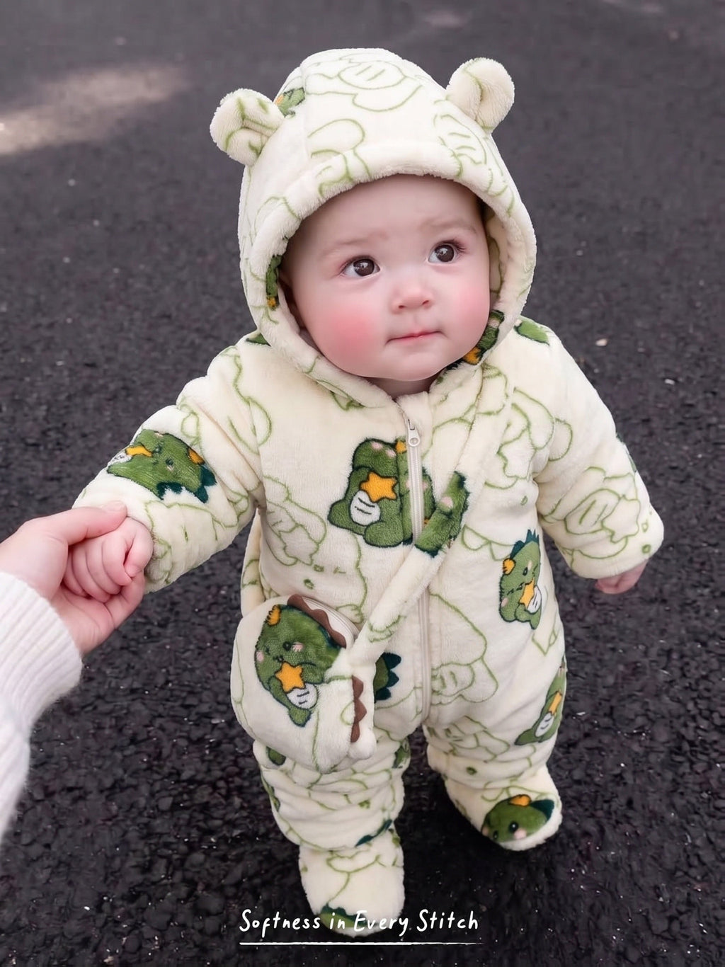 Grenouillère à capuche et pieds pour nouveau-né garçon — Monptitlou