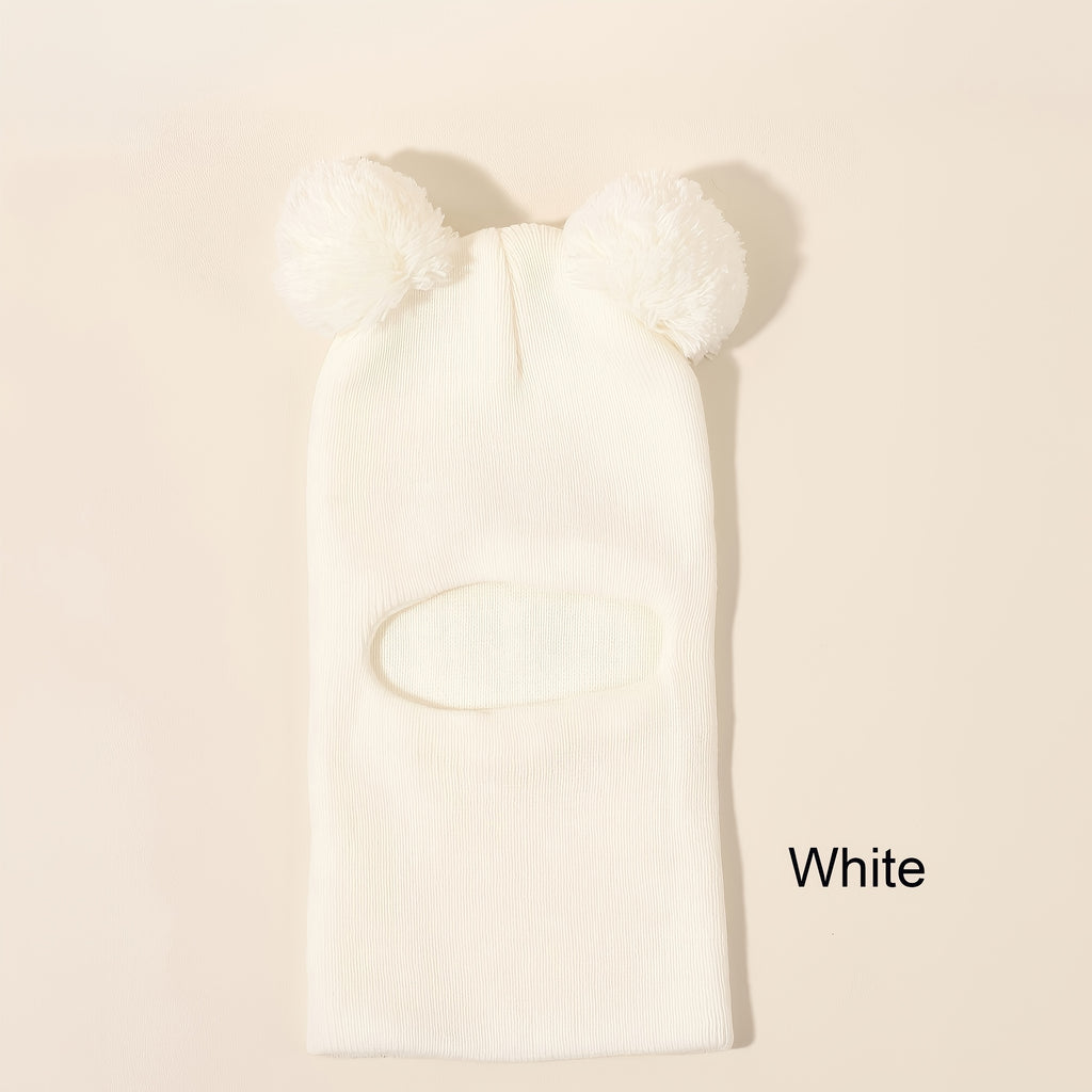 Bonnet Balaclava Confortable 0-3 Ans avec Pompon et Chauffe-Cou — Monptitlou