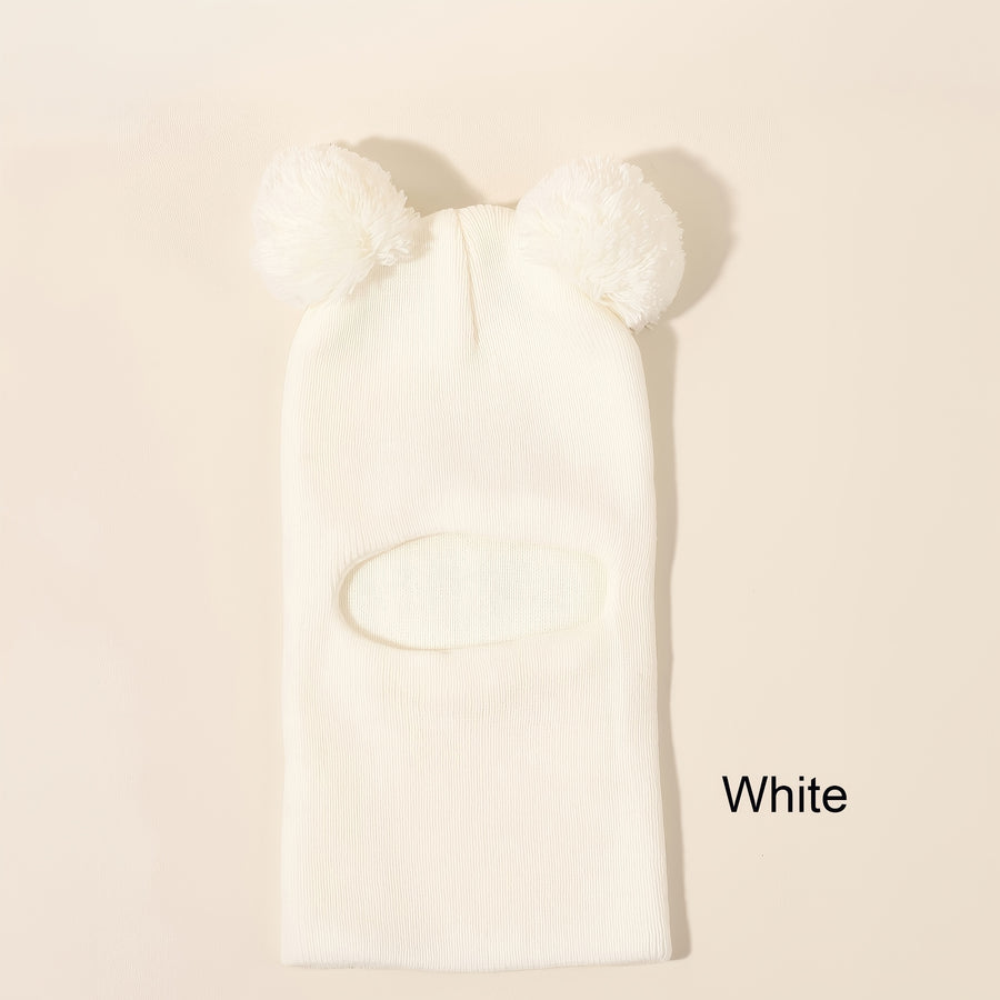 Bonnet Balaclava Confortable 0-3 Ans avec Pompon et Chauffe-Cou — Monptitlou
