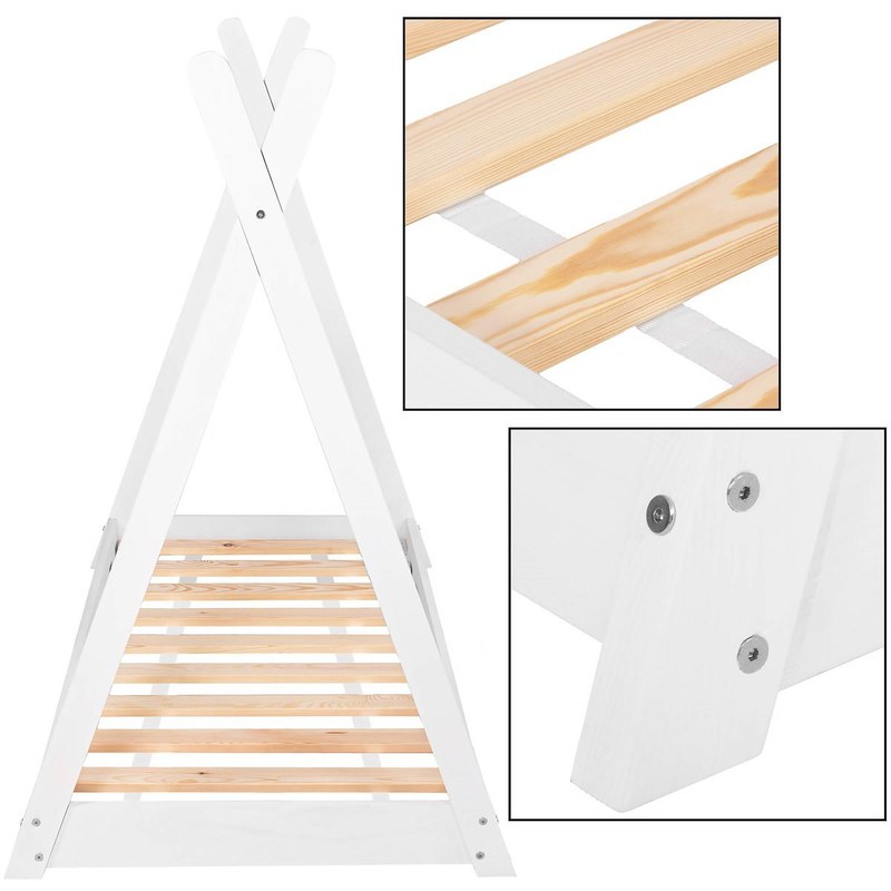 Lit tipi en bois pour enfant, berceau à plancher — Monptitlou