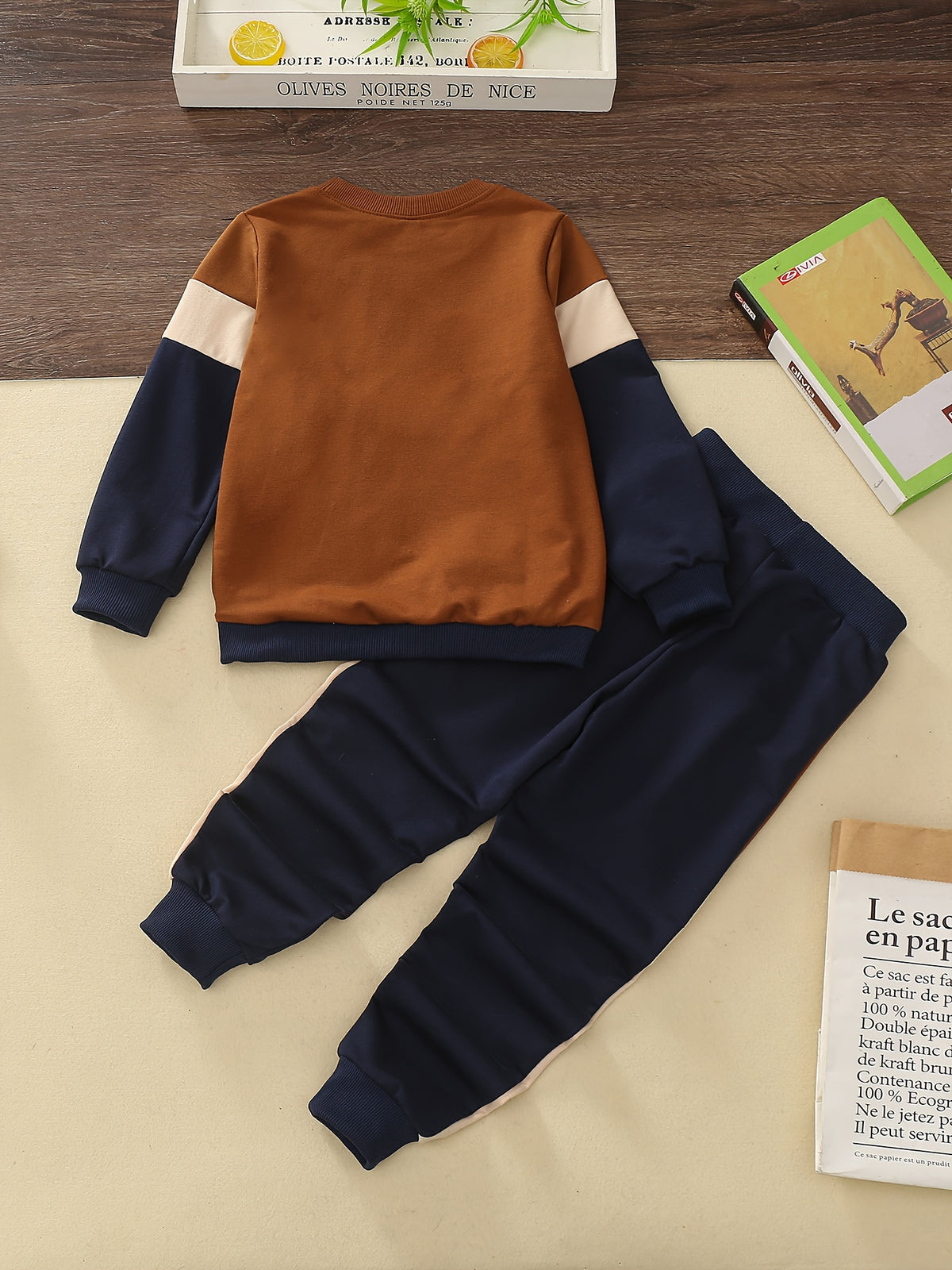 [Parfait pour l'extérieur] Costume Longue Manche Brun Tricolore Soudé — Monptitlou Image
