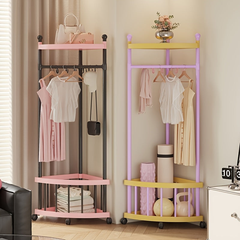 Porte-vêtements d'angle rotatif avec roulettes verrouillables — Monptitlou