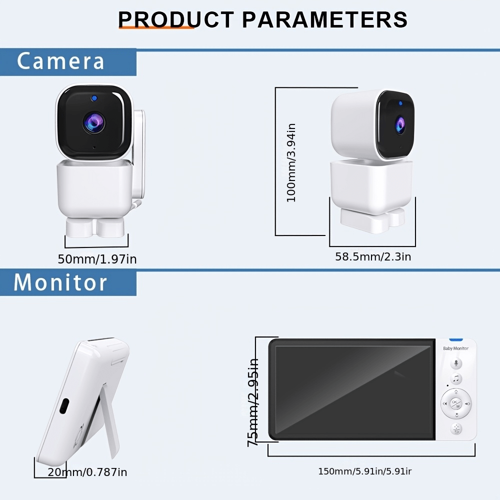 Moniteur vidéo bébé 720P 5 pouces avec caméra PTZ suivi automatique — Monptitlou