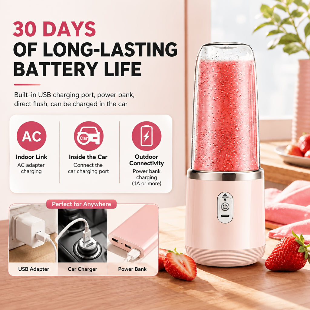 Mixeur bébé portable rechargeable USB, gobelet rose — Monptitlou