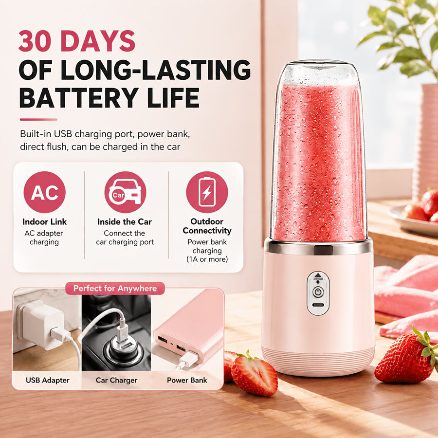 Mixeur bébé portable rechargeable USB, gobelet rose — Monptitlou