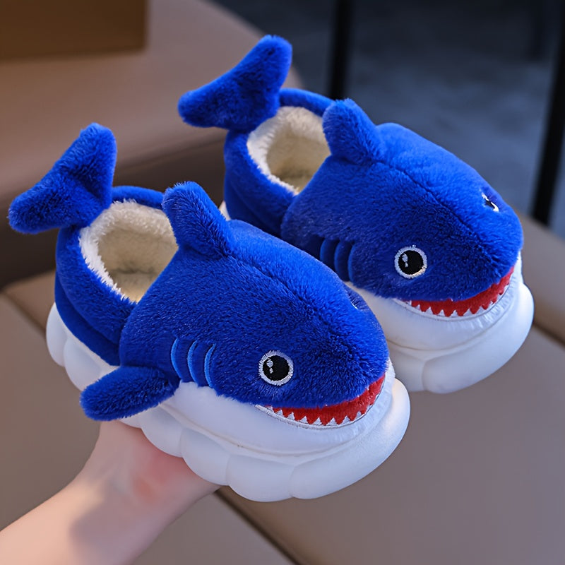 1 Paire de Chaussons en Peluche Requin Cartoon Mignons pour Garçons et — Monptitlou