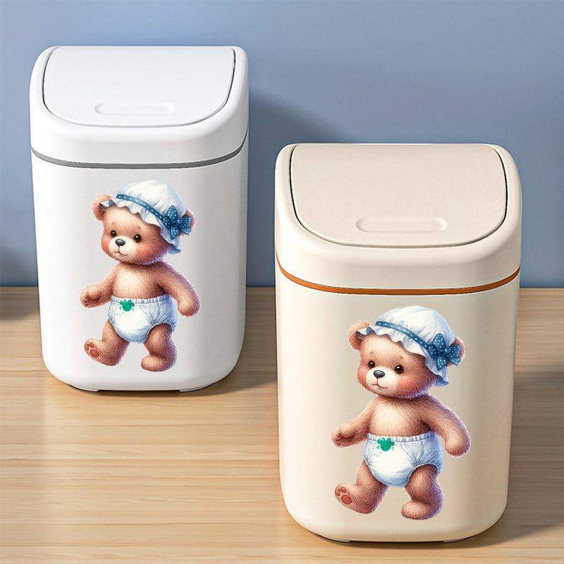 Poubelle de bureau compacte à pression avec motif ourson en bonnet — Monptitlou