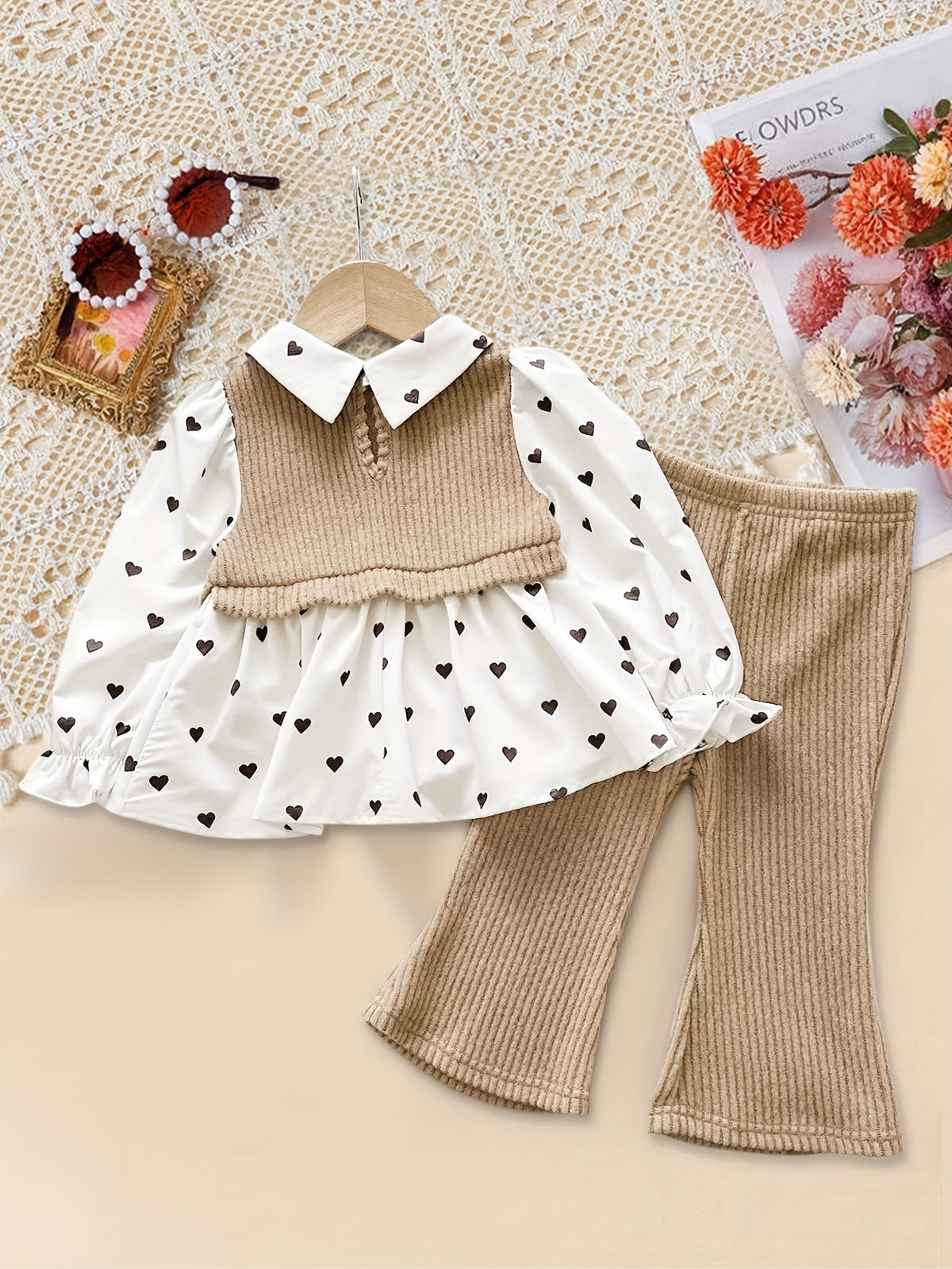 Ensemble 2 pièces pantalon long pour bébé fille printemps/automne — Monptitlou Image
