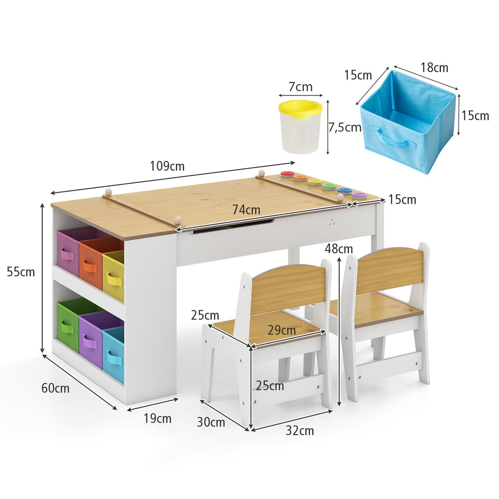 Table d'art et chevalet 2-en-1 pour enfants avec chaises — Monptitlou