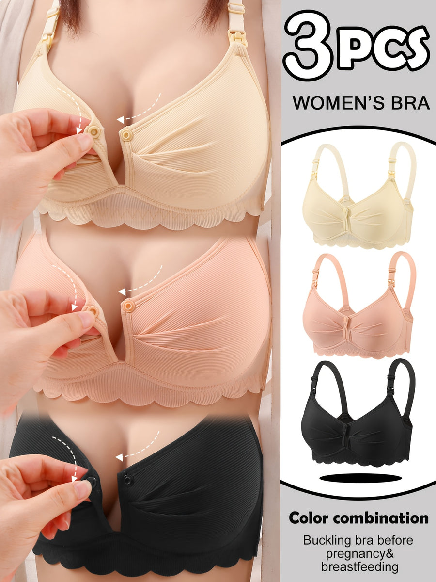 Soutien-gorge de maternité et d'allaitement élégant, couleur unie — Monptitlou