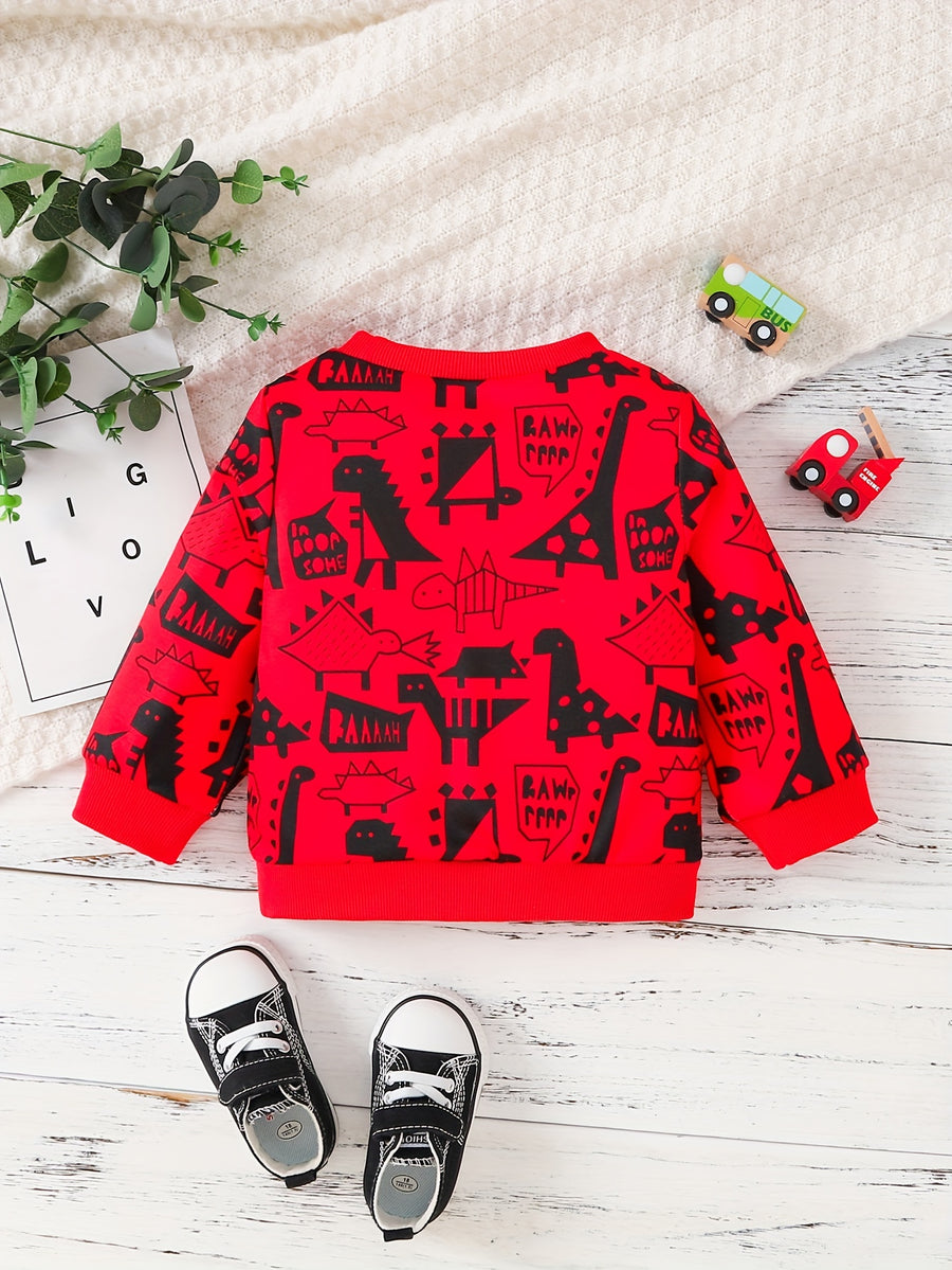 Pull à manches longues pour garçon, motif patchwork et imprimé cartoon — Monptitlou
