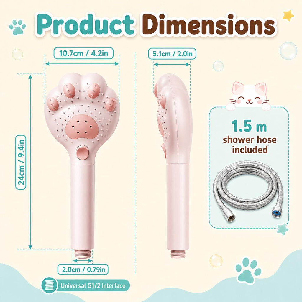 Ensemble de pommeau de douche à main en forme de patte de chat — Monptitlou