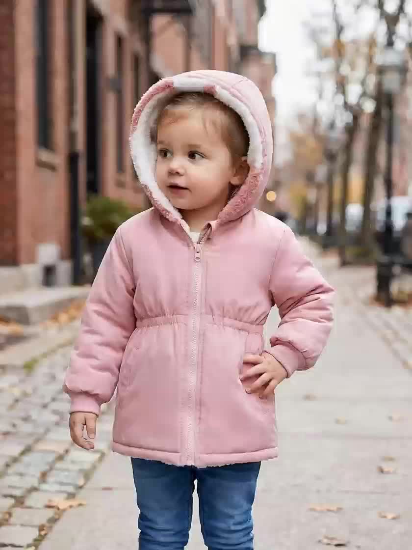 Veste polaire réversible rose et blanc, manches longues — Monptitlou