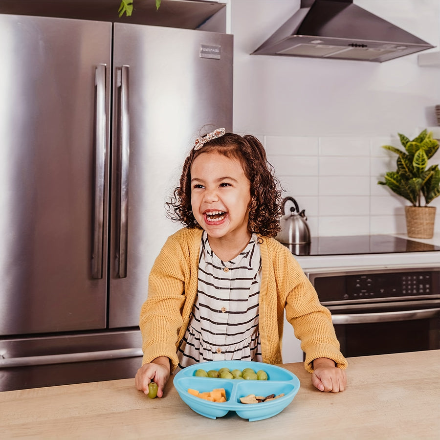 Assiettes à ventouse pour bébés, en silicone avec couvercle — Monptitlou
