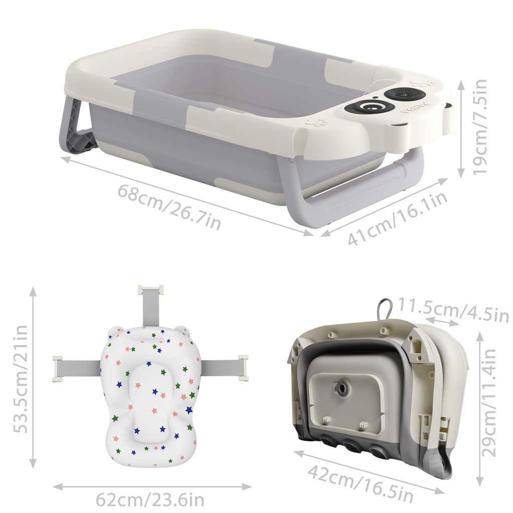 Baignoire pliable pour bébé avec affichage de la température — Monptitlou