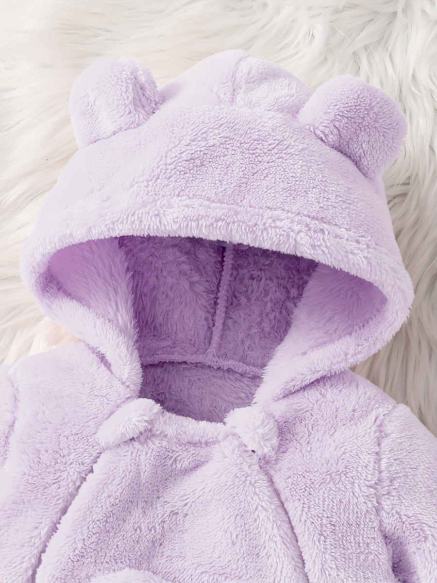 Combinaison bébé fille en peluche violette pour automne hiver — Monptitlou