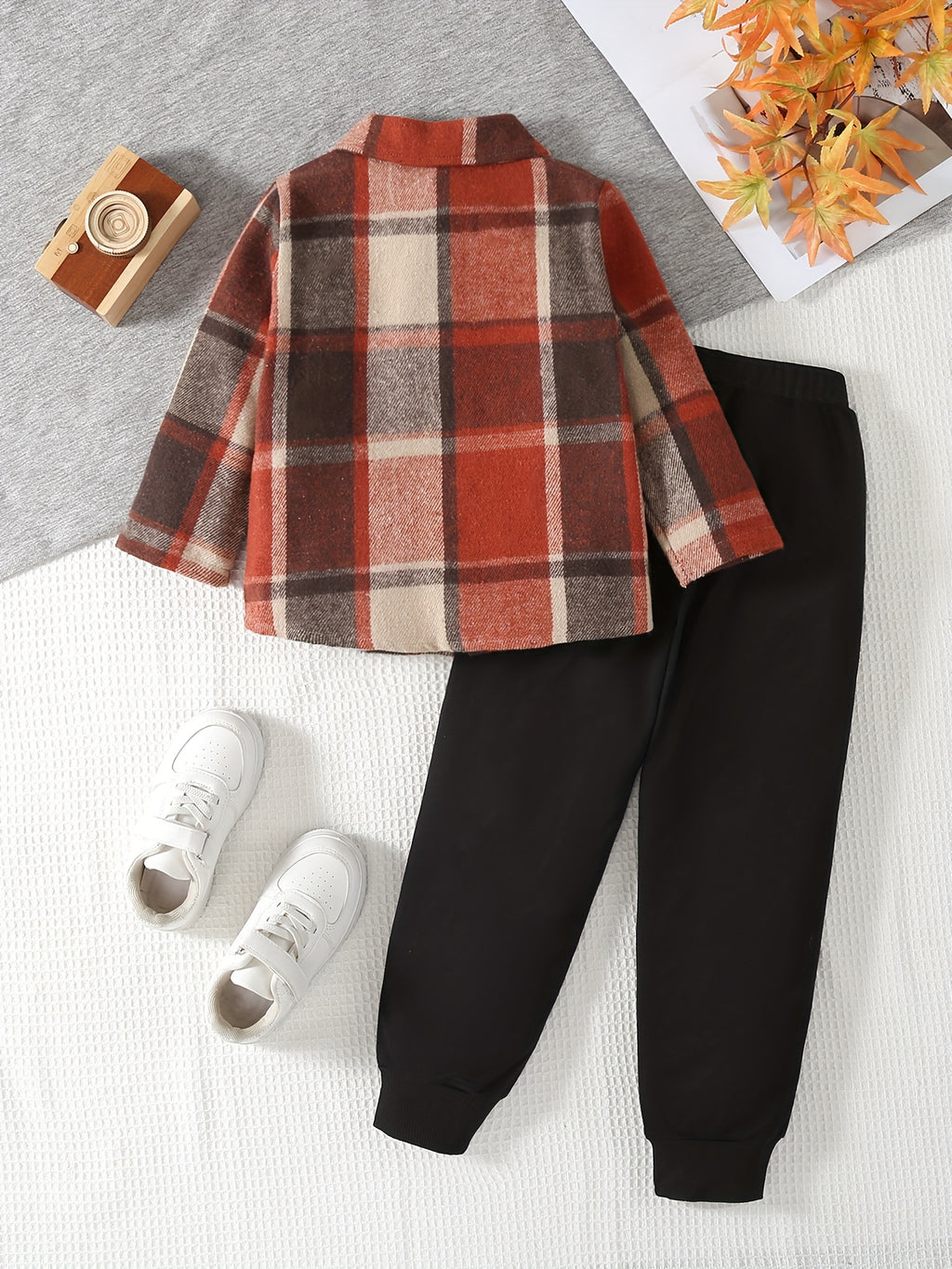Ensemble 2 pièces vichy veste à double poche et pantalon de sport pour — Monptitlou