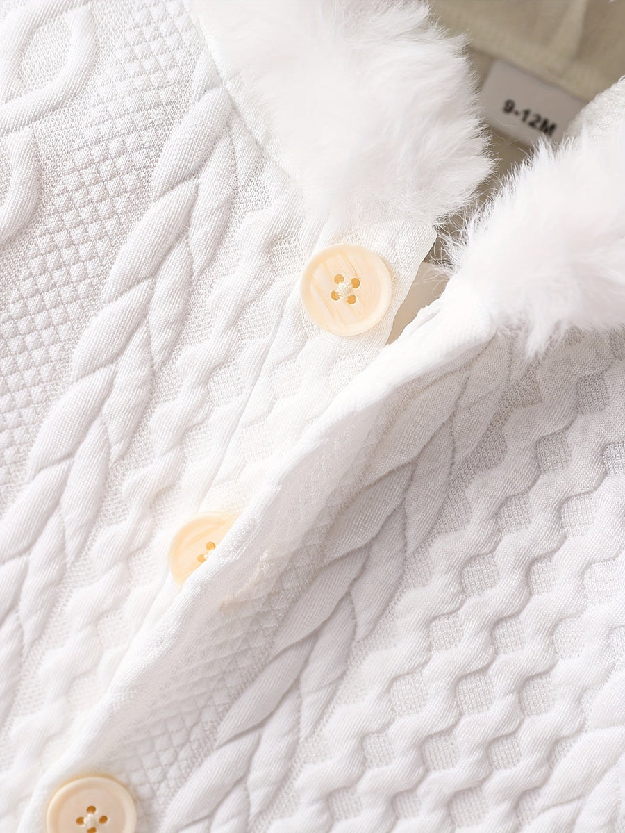 Combinaison pour bébés filles, style décontracté automne-hiver, à capuche épaisse, unie, à un bouton, coupe classique et