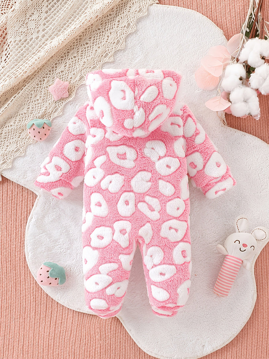 Barboteuse à capuche mignonne pour fille, épaissie et en peluche — Monptitlou