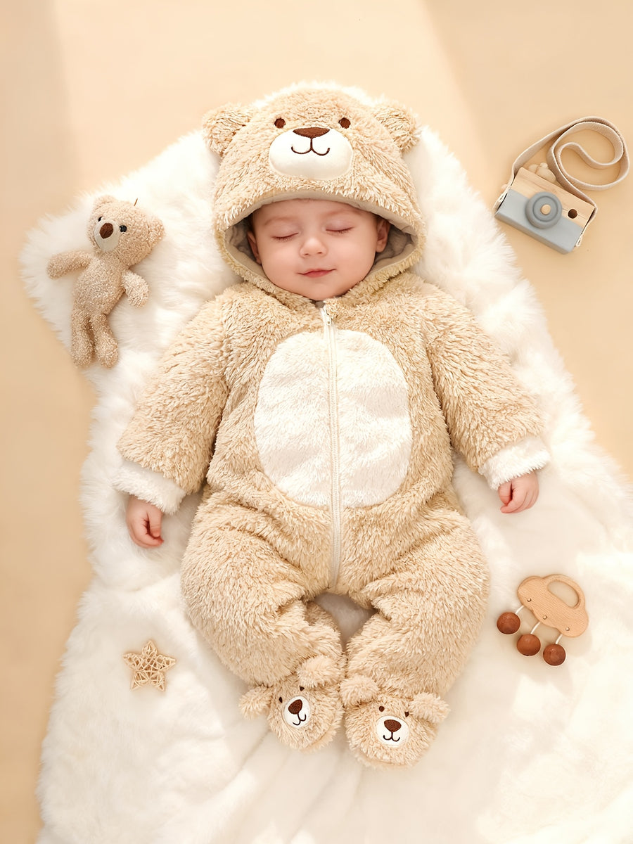 Grenouillère polaire à capuche ourson, 0 à 1 an — Monptitlou