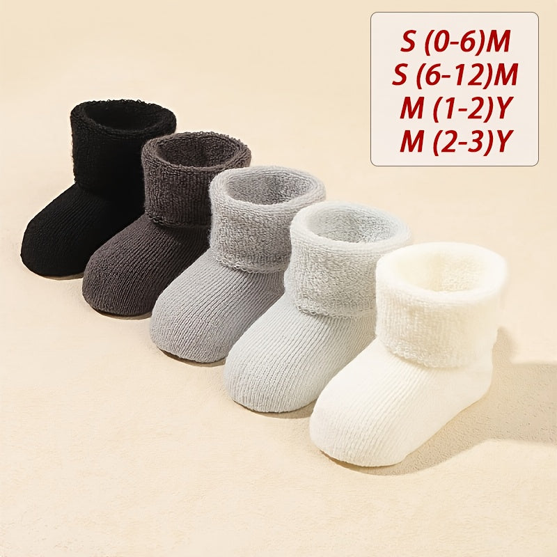 [Chaussettes bébé hiver] 5 Paires de Chaussettes Épaisses Mi-Mollet à — Monptitlou