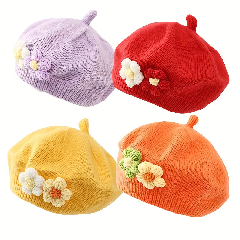 /Pack Béret pour Bébé - Béret Français Tricoté Extensible avec Jolie — Monptitlou