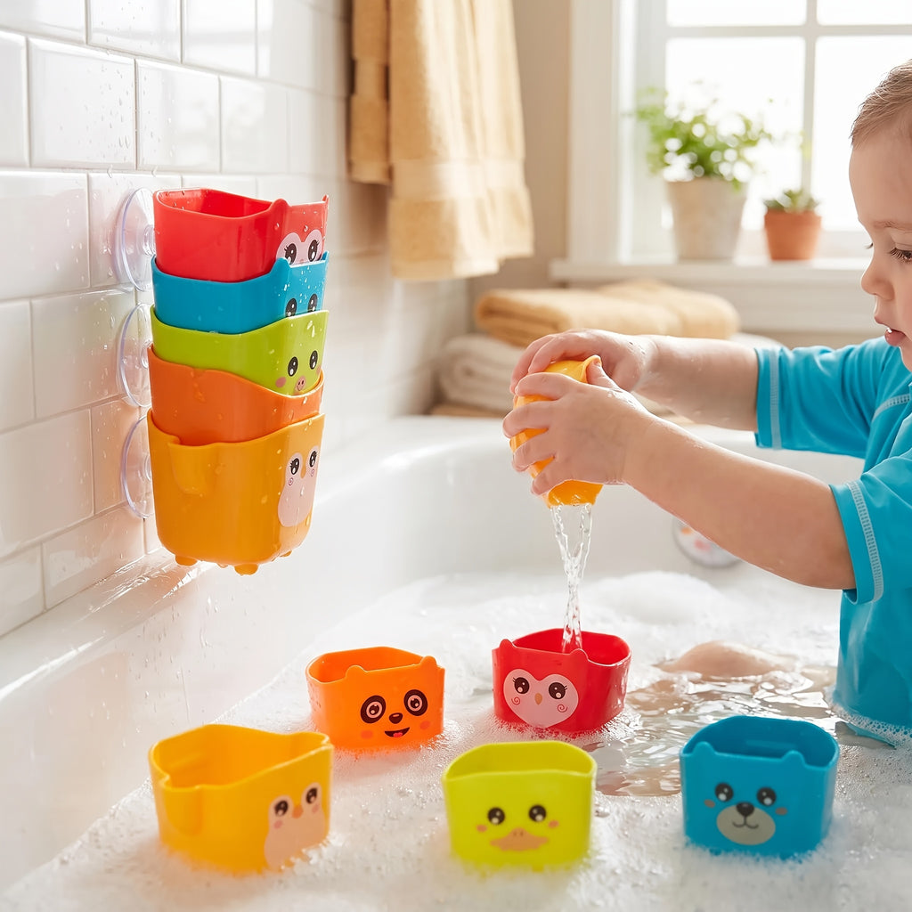 Gobelets de rangement colorés avec dessins animés et ventouses pour — Monptitlou