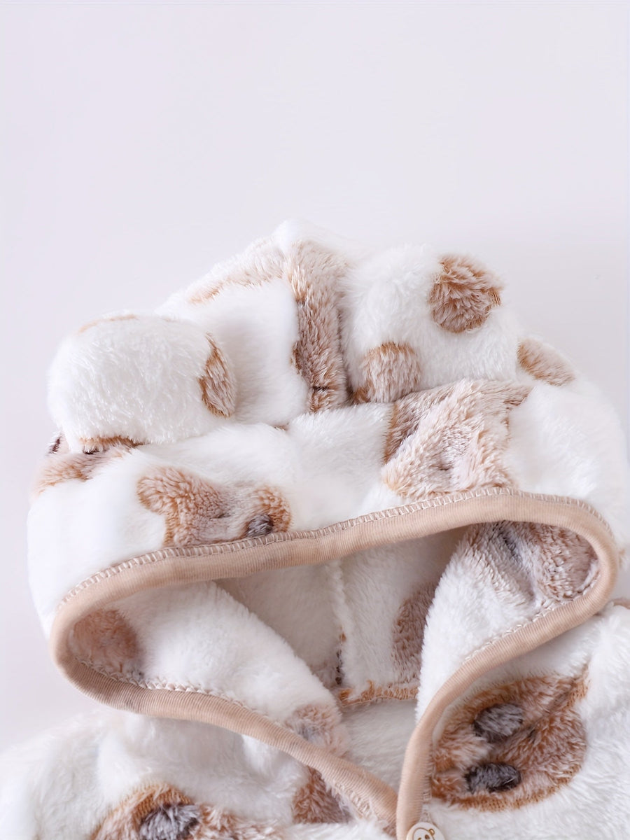 [Vêtements Noël bébé] Tenue Sherpa Ours Mignon pour Bébé Garçon, Ensemble 2 pièces Hiver Chaud en Polaire avec Capuche e