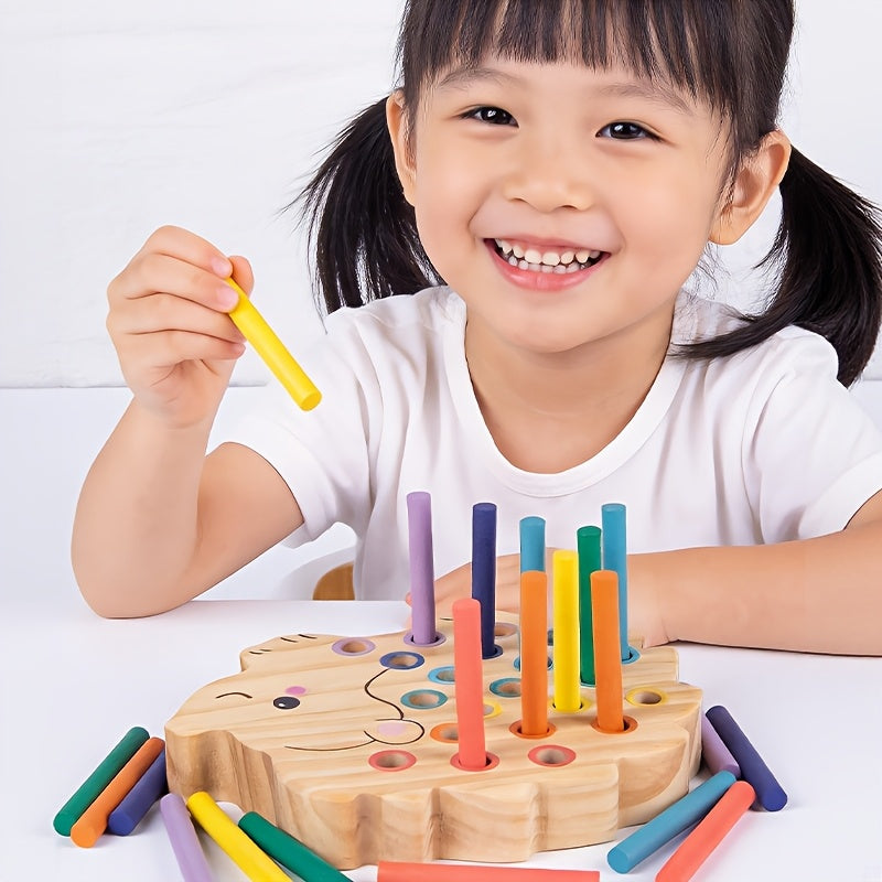 Jouet hérisson en bois multicolore pour enfants — Monptitlou