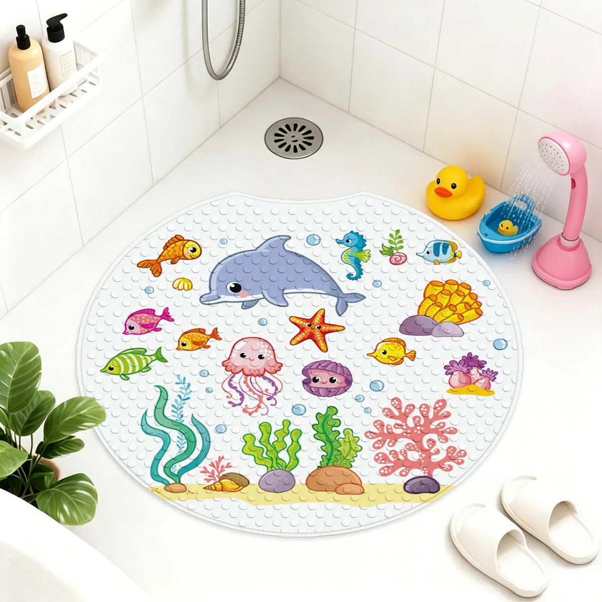 1 tapis de bain rond avec rainure — Monptitlou Image