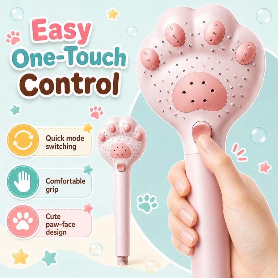 Ensemble de pommeau de douche à main en forme de patte de chat — Monptitlou