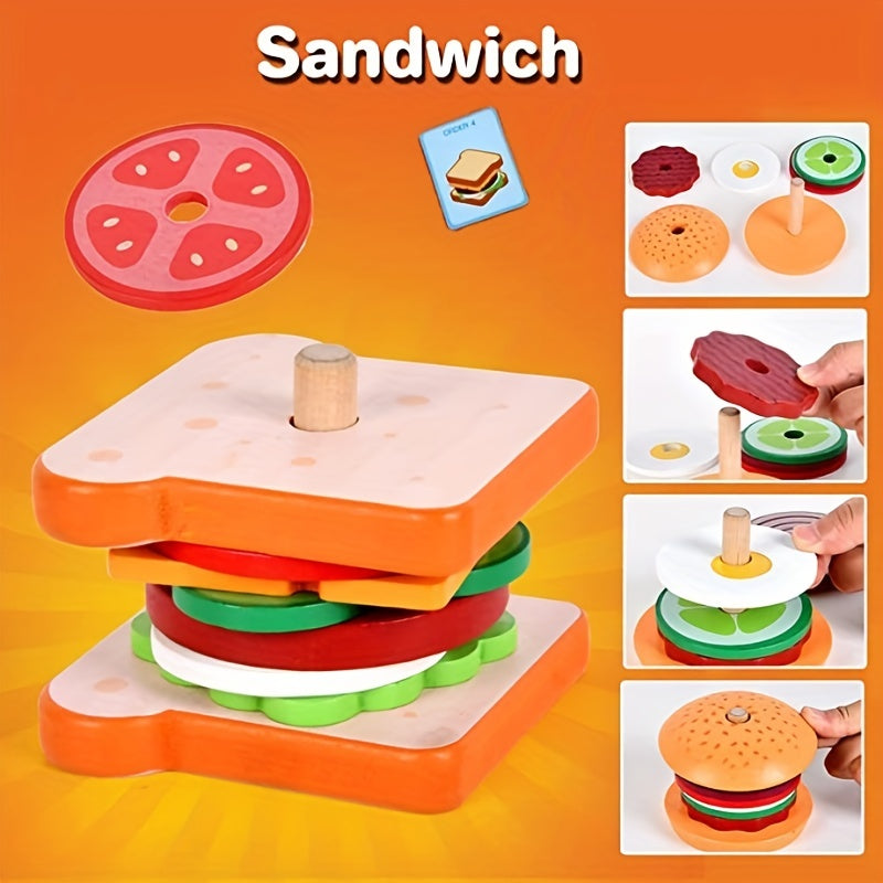 Collection de jouets en bois à empiler en forme de sandwich — Monptitlou