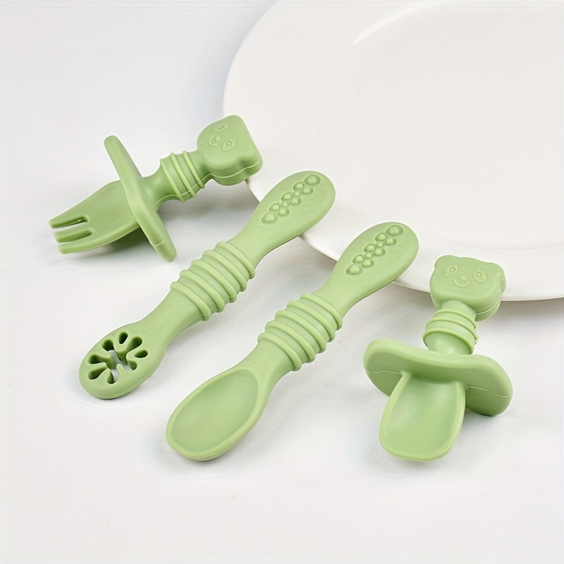 Cuillères et fourchettes en silicone pour bébé 0-3 ans — Monptitlou