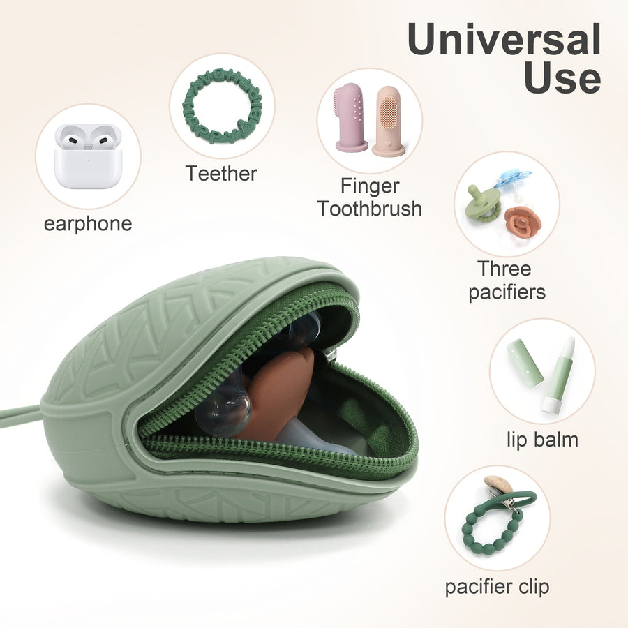 Étui à sucette en silicone rayé, pochette de rangement portable multifonctionnelle, peut contenir des anneaux de dentiti