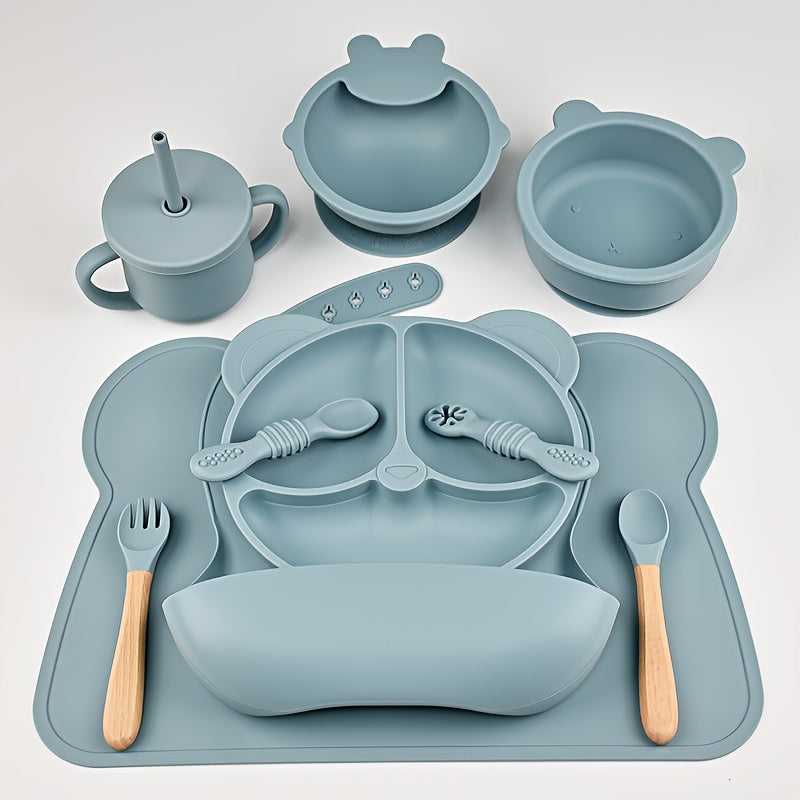 Ensemble de couverts bébé 10 pièces, assiettes en silicone — Monptitlou
