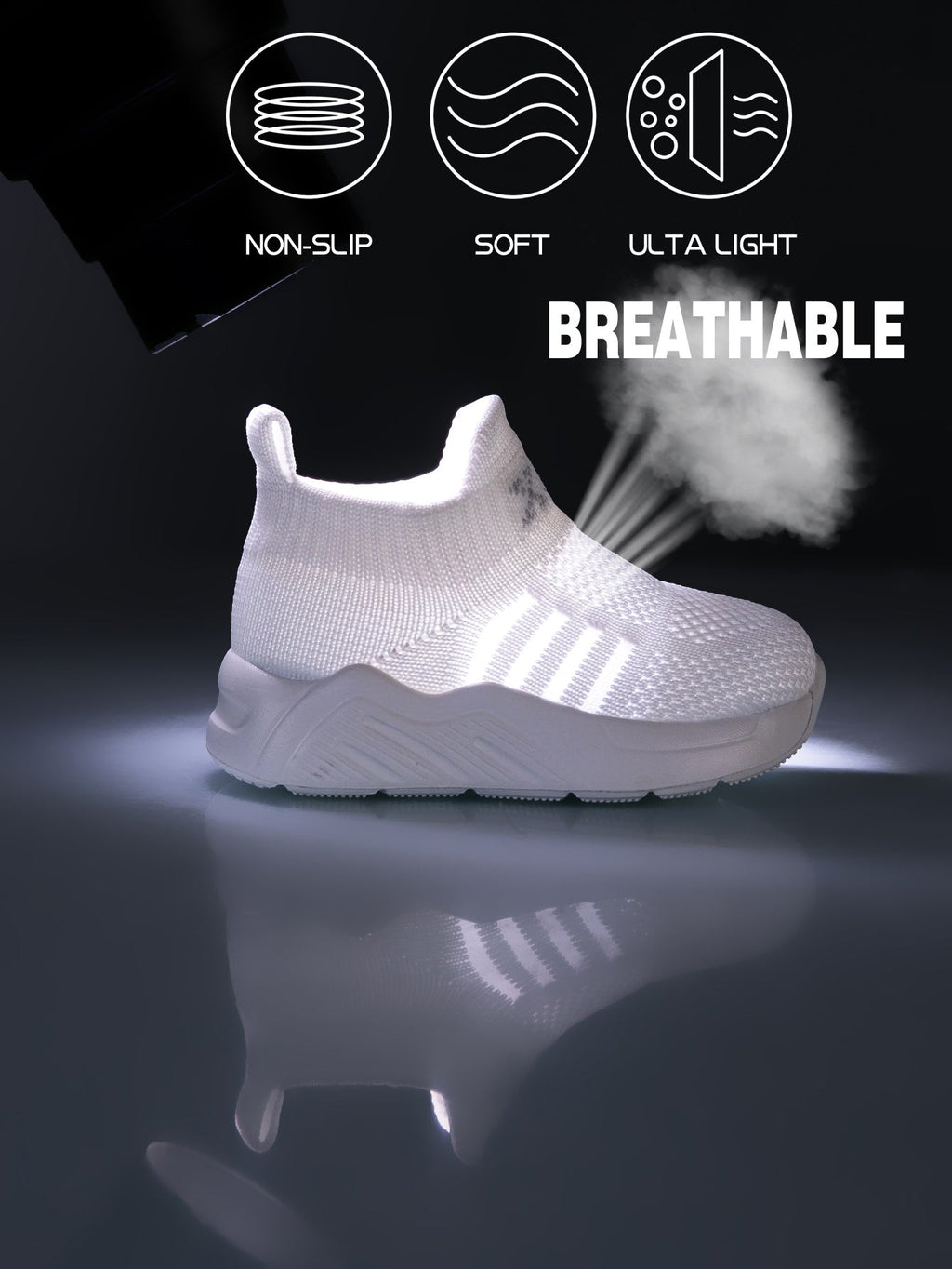 Chaussures Légères Décontractées Athlétiques, Motif Rayé et Ouverture Élastique, Légères et Respirantes, Semelle Intérie