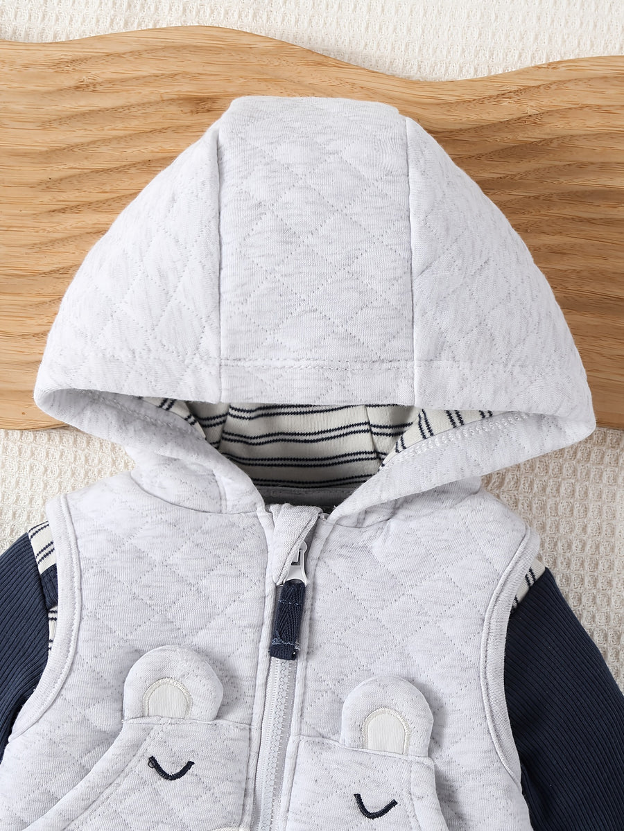 Ensemble trois pièces automne/hiver pour garçons : Gilet à capuche avec — Monptitlou