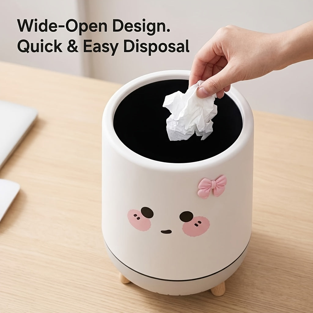 Poubelle à nœud rose mignon, poubelle à double couche sans couvercle — Monptitlou