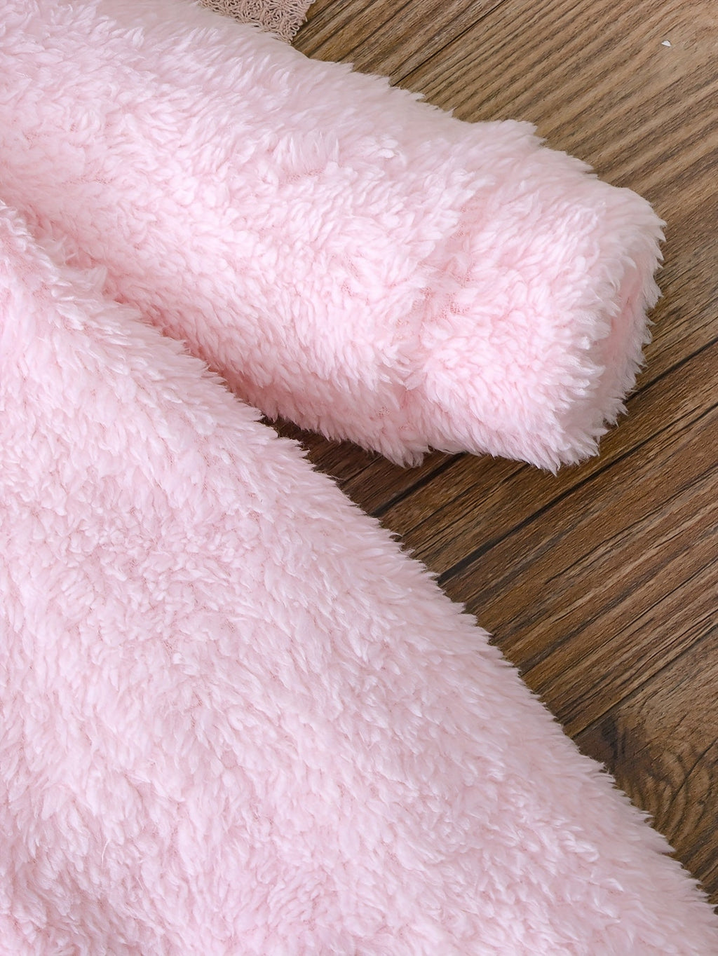 Combinaison Mignonne à Manches Longues en Peluche Unie pour Filles — Monptitlou