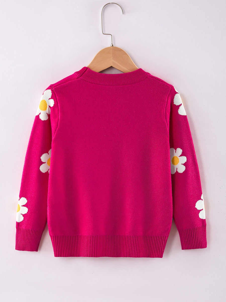 Pull col rond pour fille motif fleuri pour l'hiver, photo 14