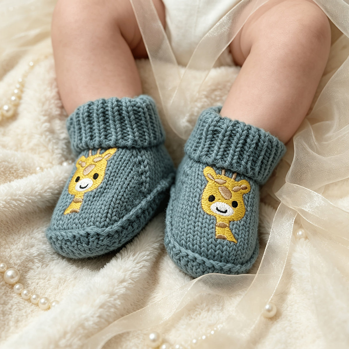 1 Paire de Chaussures Bébé Girafe Tricotées à la Main — Monptitlou Image