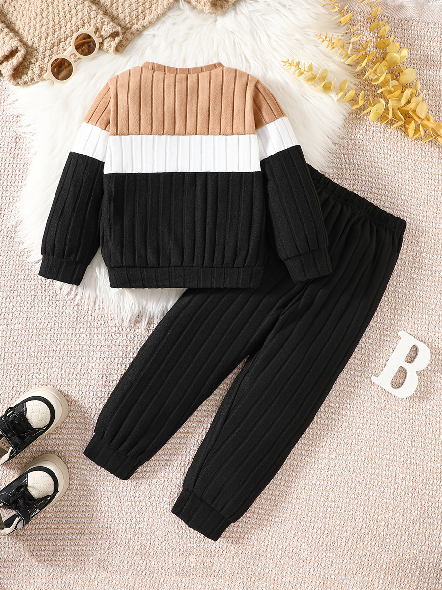 Ensemble 2 pièces pour garçons, tenue décontractée tendance à col rond — Monptitlou