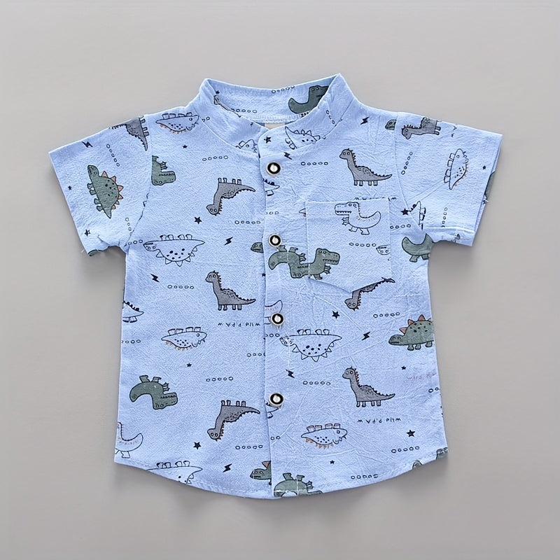 Chemise à manches courtes décontractée pour jeunes, motif animaux, été — Monptitlou