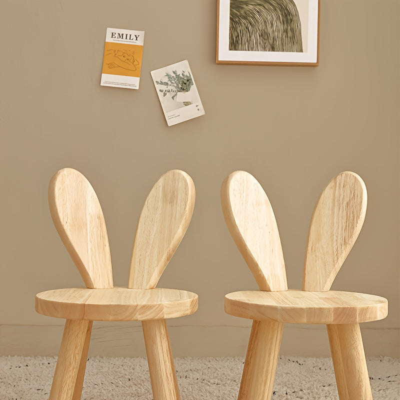 Petit tabouret oreilles de lapin en bois massif — Monptitlou
