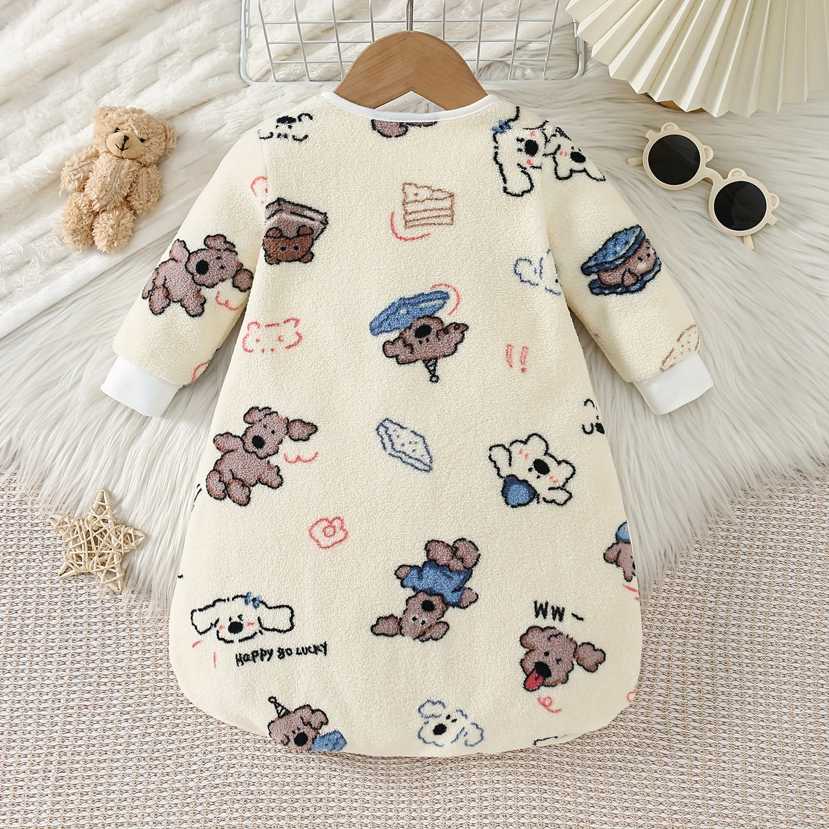 Cadeau de baptême et robe pour poupée bébé chiot Manches longues en — Monptitlou Image