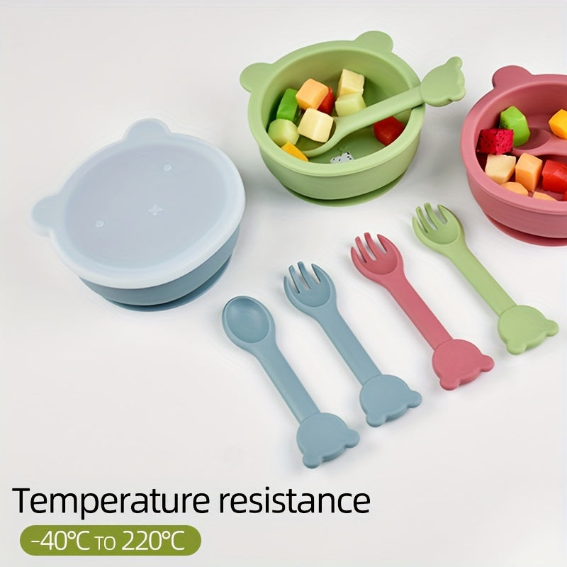 [Bol bébé anti-chute] 1 Ensemble de 3 pièces de bol bébé complémentaire avec couvercle, ensemble de vaisselle pour bébé 