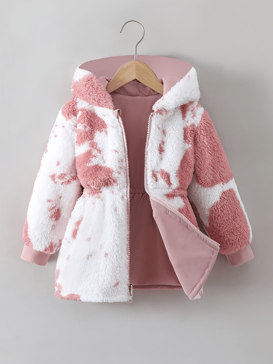 Veste polaire réversible rose et blanc, manches longues — Monptitlou