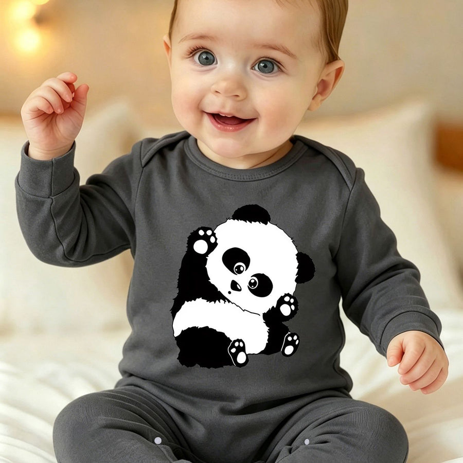 Barboteuse à pieds pour nouveau-né avec imprimé dessin animé "Panda — Monptitlou